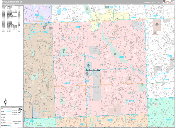 Sterling Heights, MI Zip Code Map